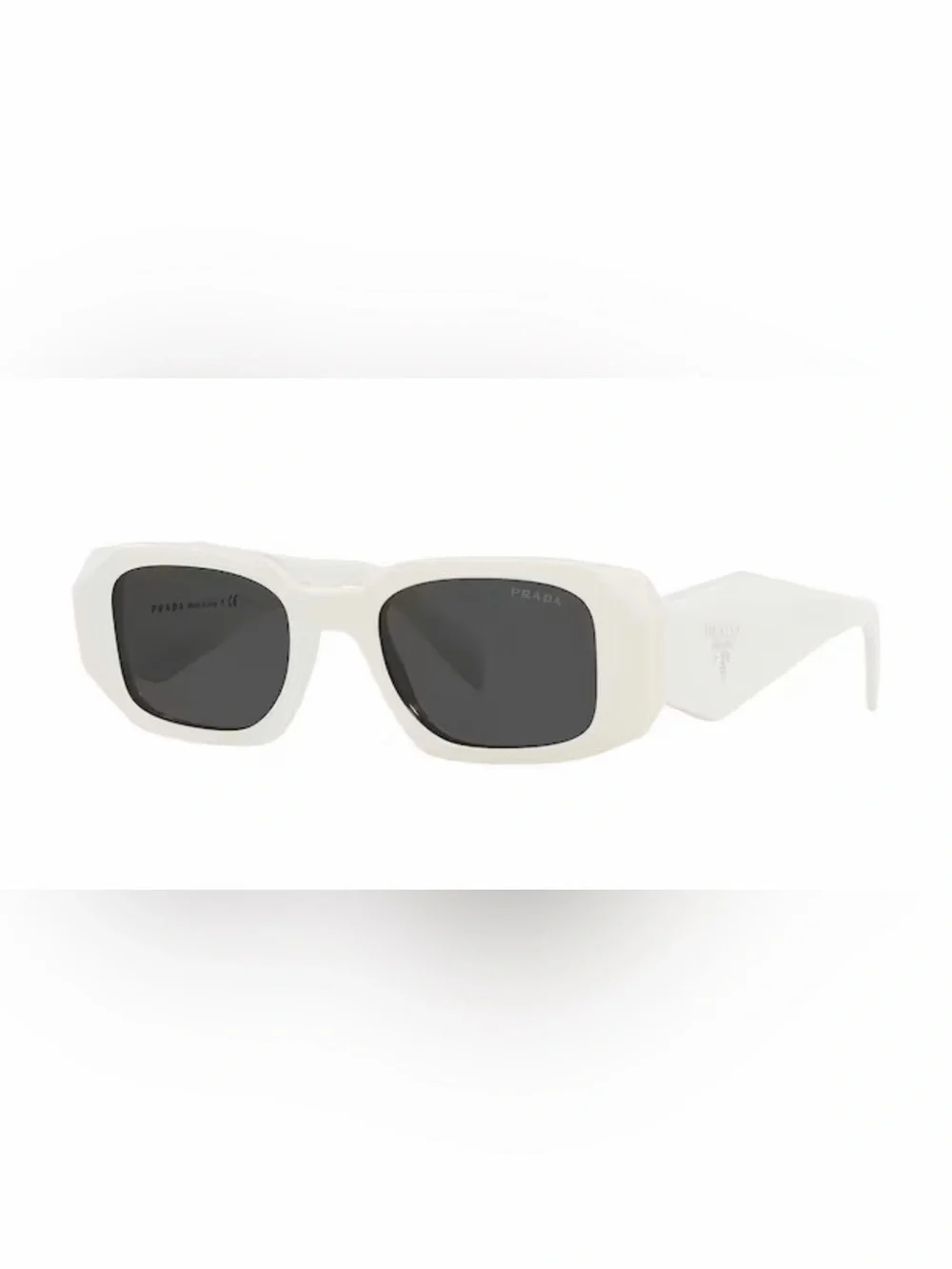 Prada Scultoreo Narrow Sunglasses in White & Dark Grey